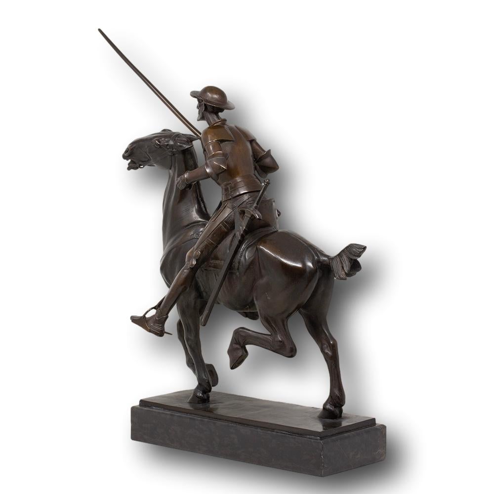 20th Century German Art Nouveau Jugendstil Bronze Don Quixote by Oskar Garvens 