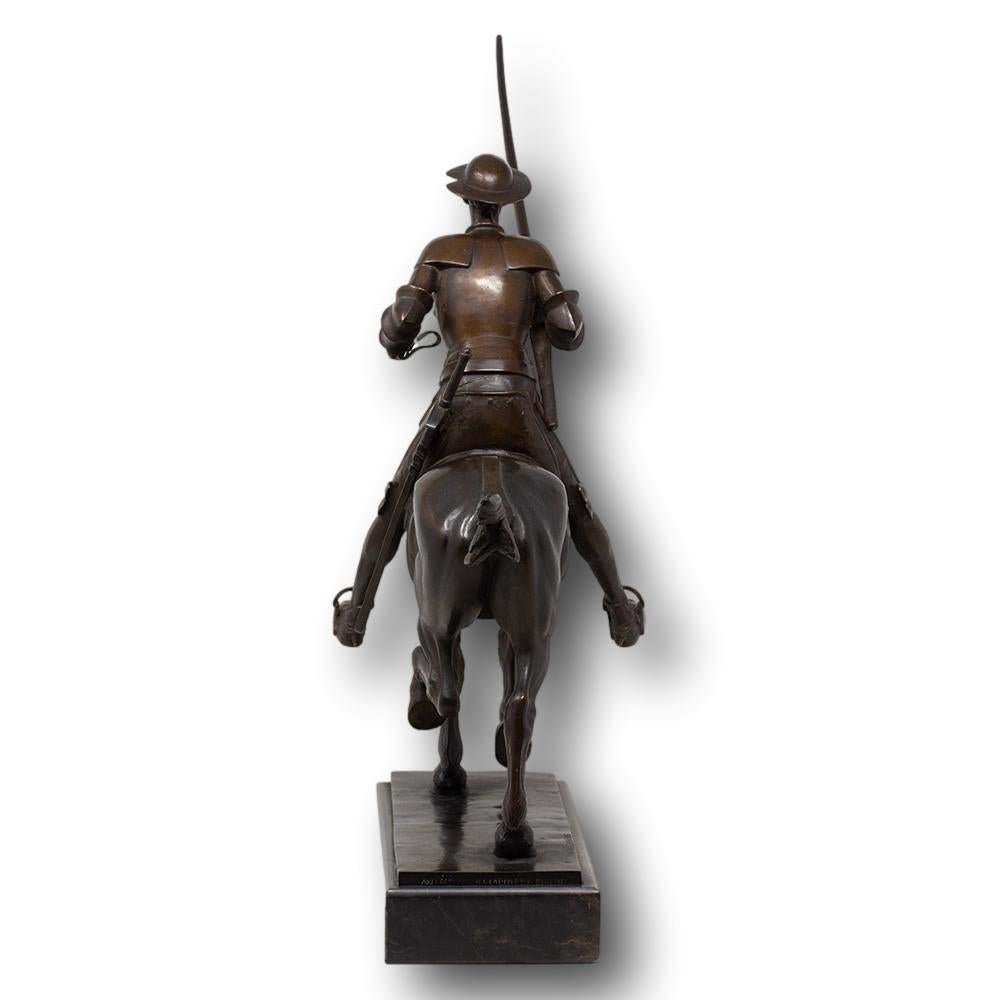 German Art Nouveau Jugendstil Bronze Don Quixote by Oskar Garvens  1