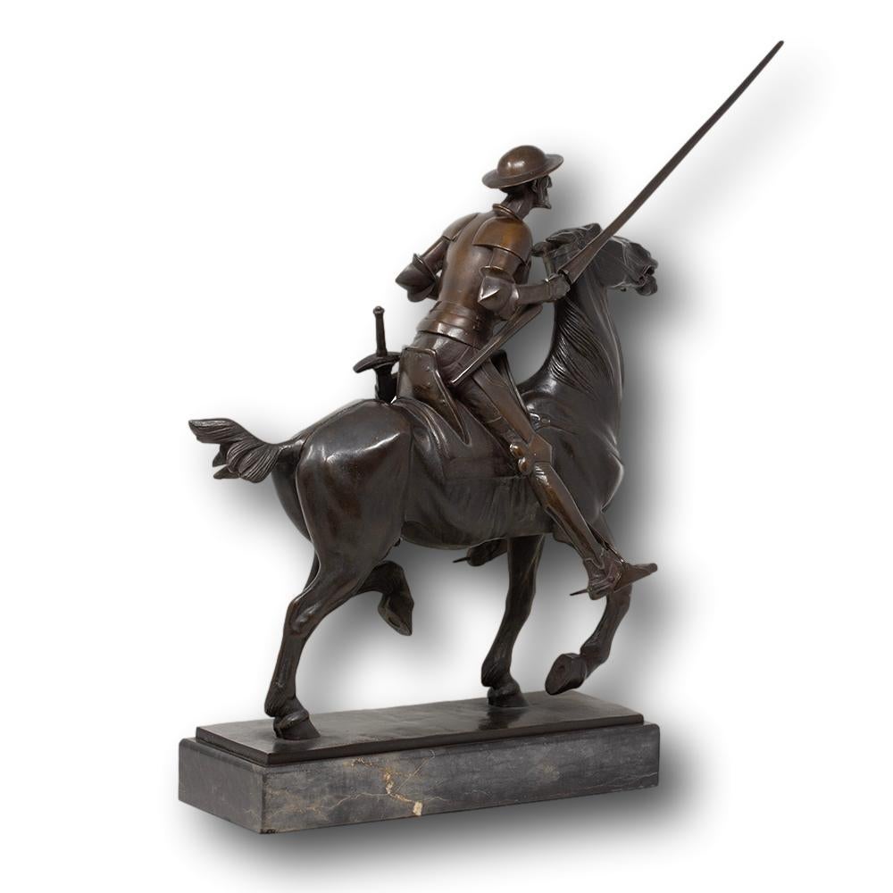 German Art Nouveau Jugendstil Bronze Don Quixote by Oskar Garvens  2