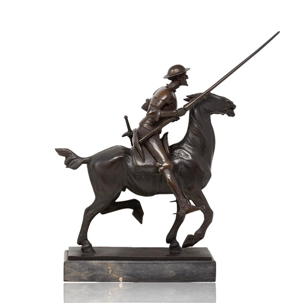 German Art Nouveau Jugendstil Bronze Don Quixote by Oskar Garvens  3