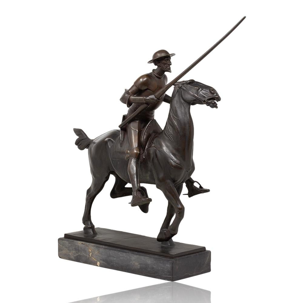 German Art Nouveau Jugendstil Bronze Don Quixote by Oskar Garvens  4