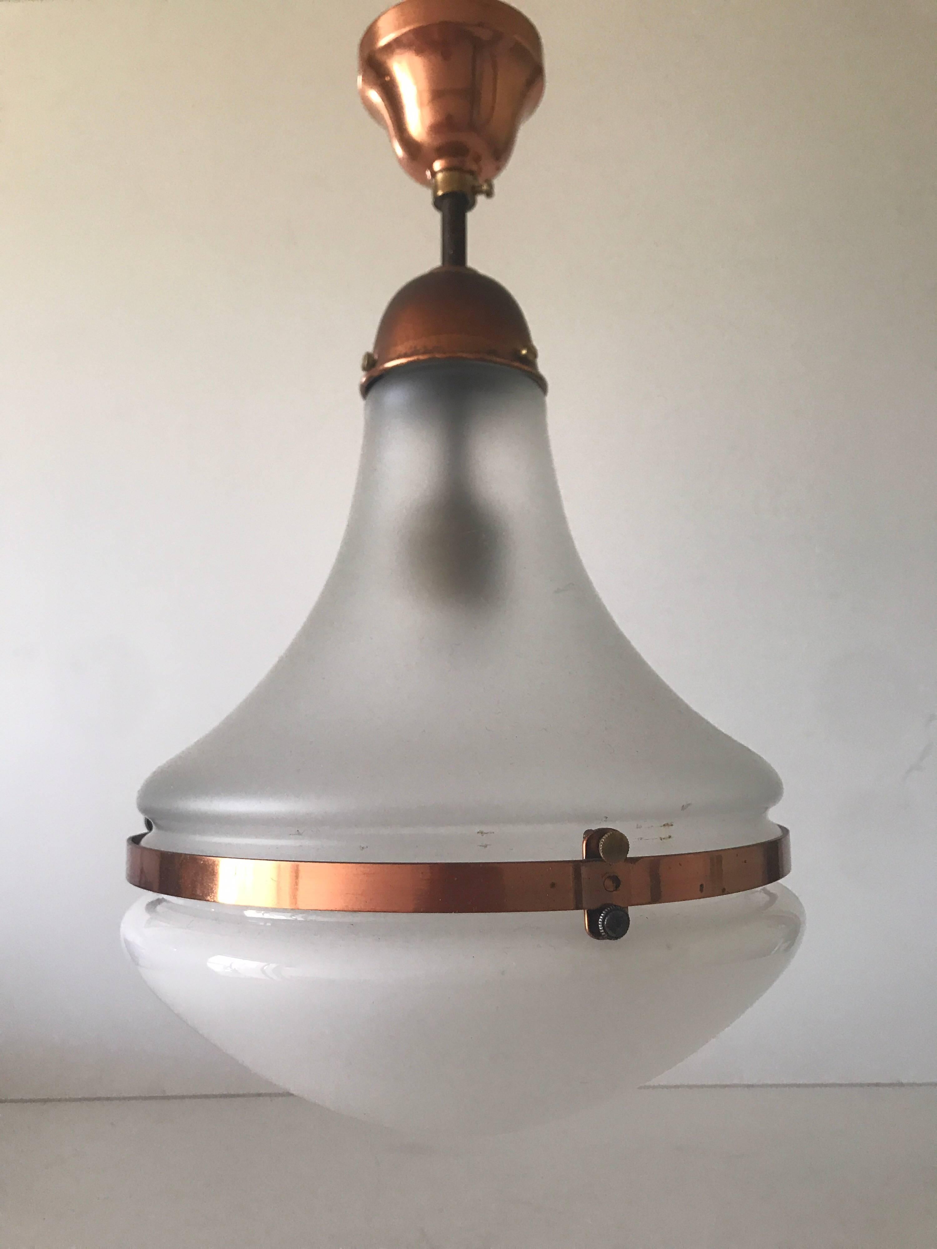 German Art Nouveau Jugendstil Siemens Luzette Pendant Lamp by Peter Behrens In Excellent Condition For Sale In Drottningholm, SE