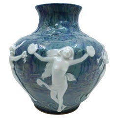 German Art Nouveau Marbleized Porcelain Figural Vase Kronach Rosenthal 1900