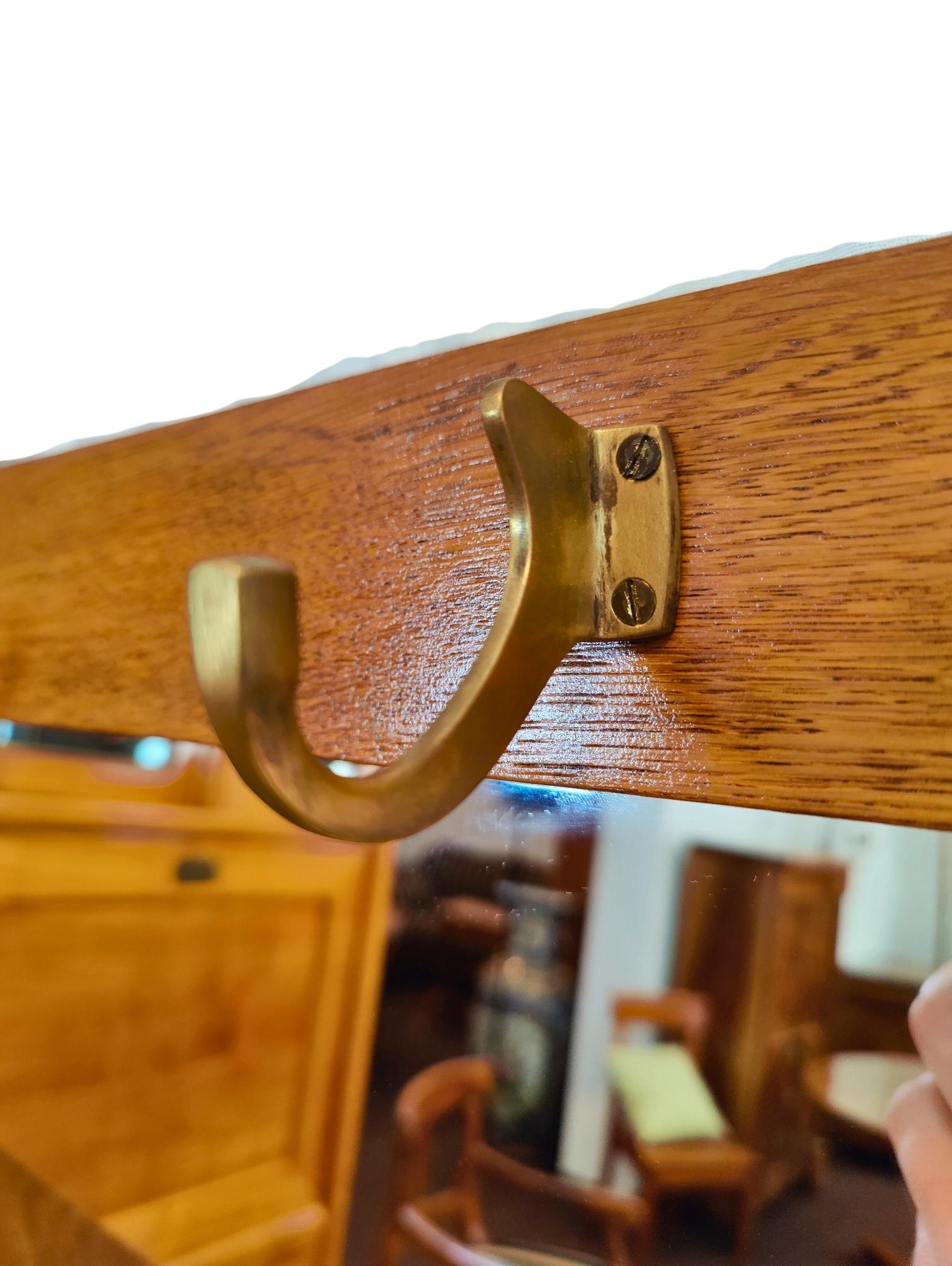 Early 20th Century German Art Nouveau Oakwood Wall Coat Rack For Sale