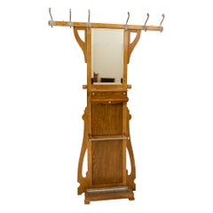German Art Nouveau Oakwood Coat Rack