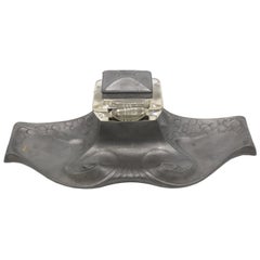 German Art Nouveau Pewter Inkwell