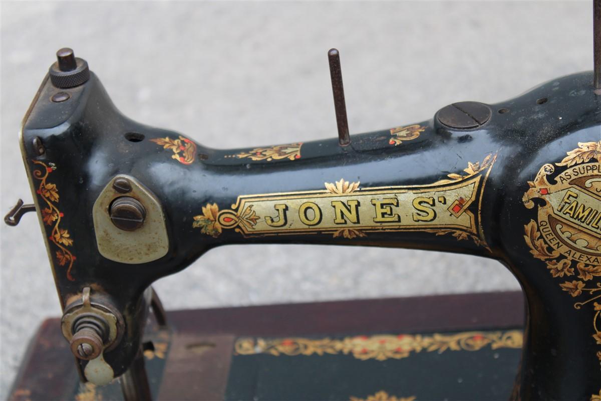 Metal German Art Nouveau Portable Sewing Machine 1890 JONES  For Sale