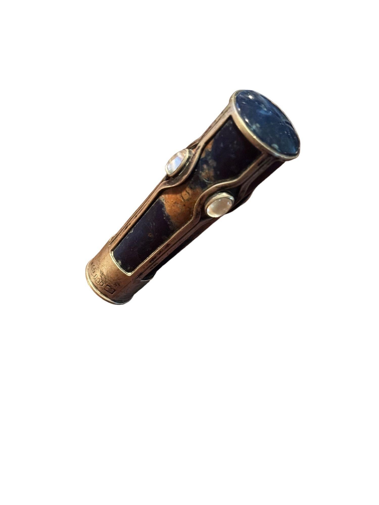 Tedesco Sigillo tedesco Art Nouveau in argento e pietra dura blu, 1900 circa, con iniziali 