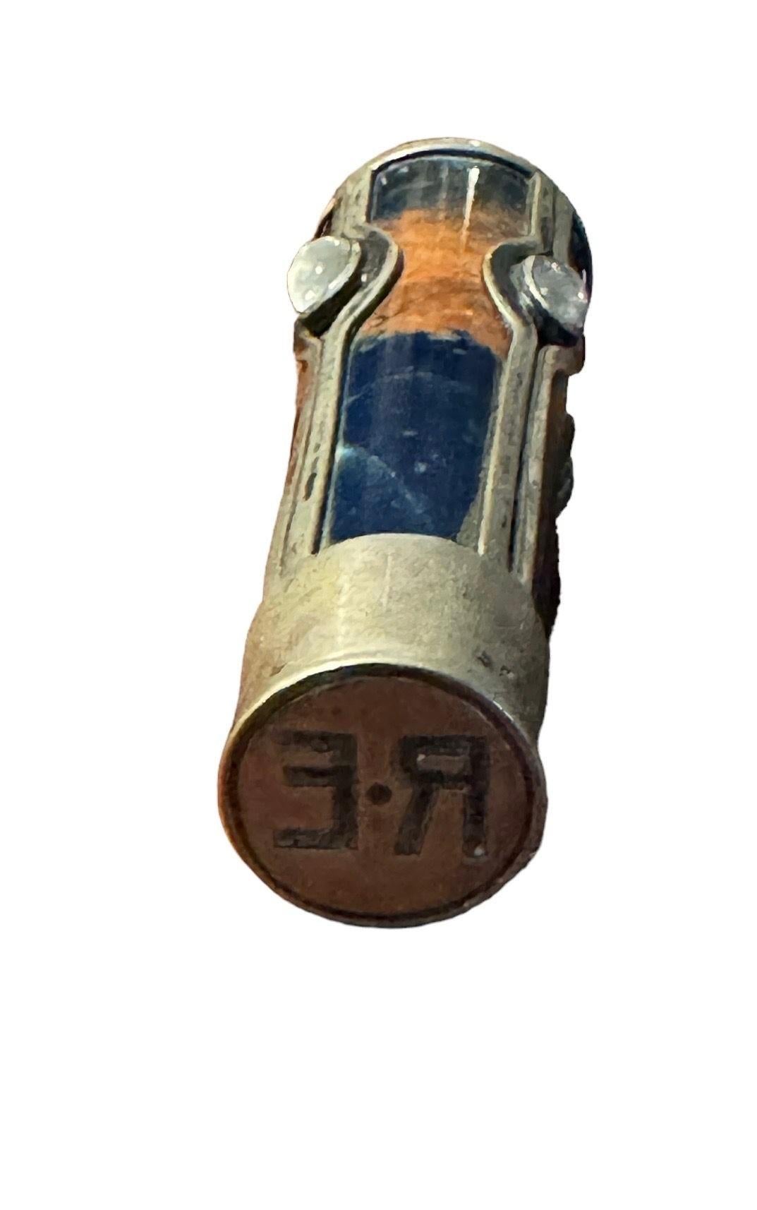 Sigillo tedesco Art Nouveau in argento e pietra dura blu, 1900 circa, con iniziali 