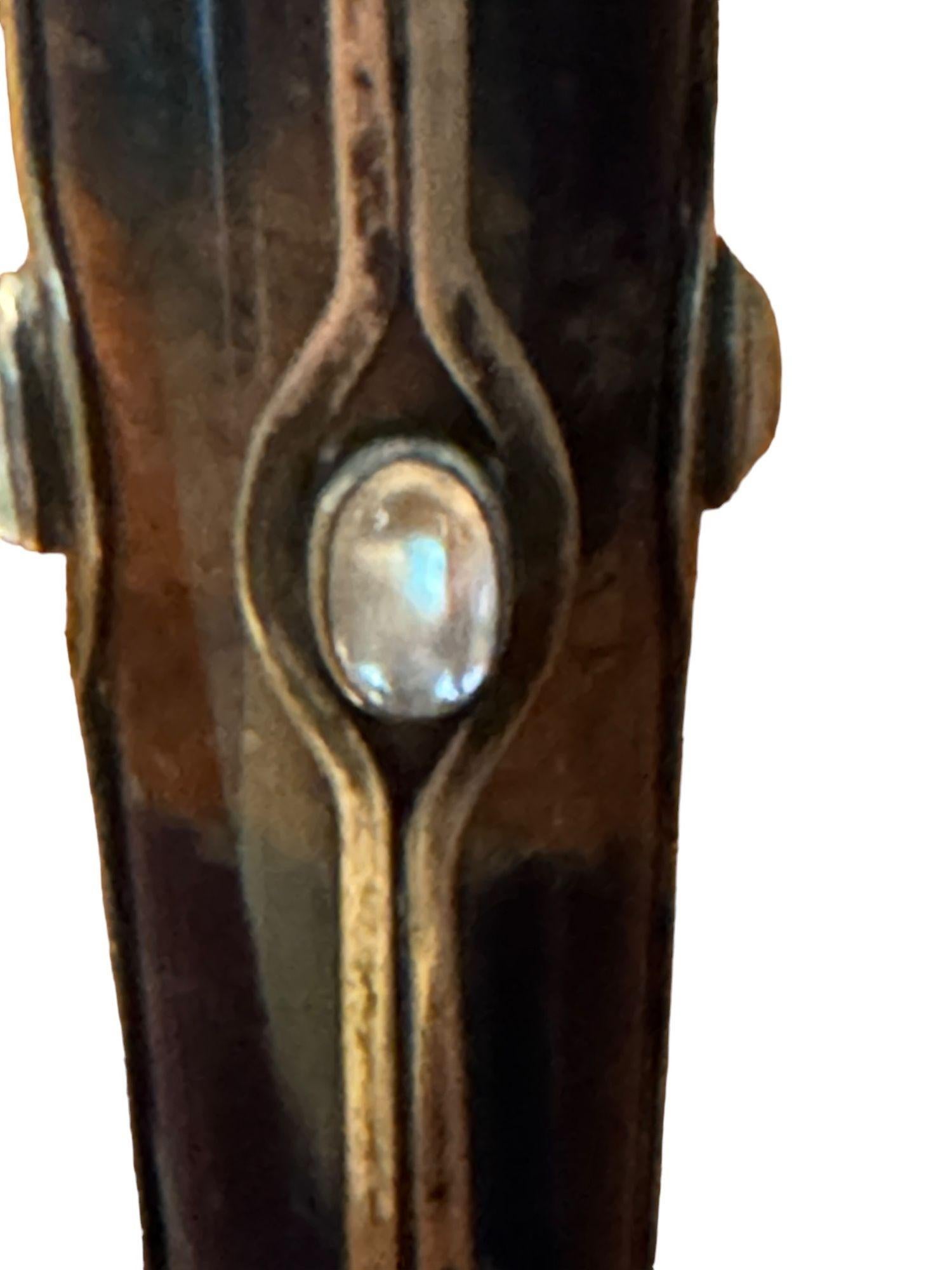 Sigillo tedesco Art Nouveau in argento e pietra dura blu, 1900 circa, con iniziali 