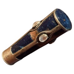 German Art Nouveau Silver and Blue Hardstone Seal, circa 1900 with 'RE' initials