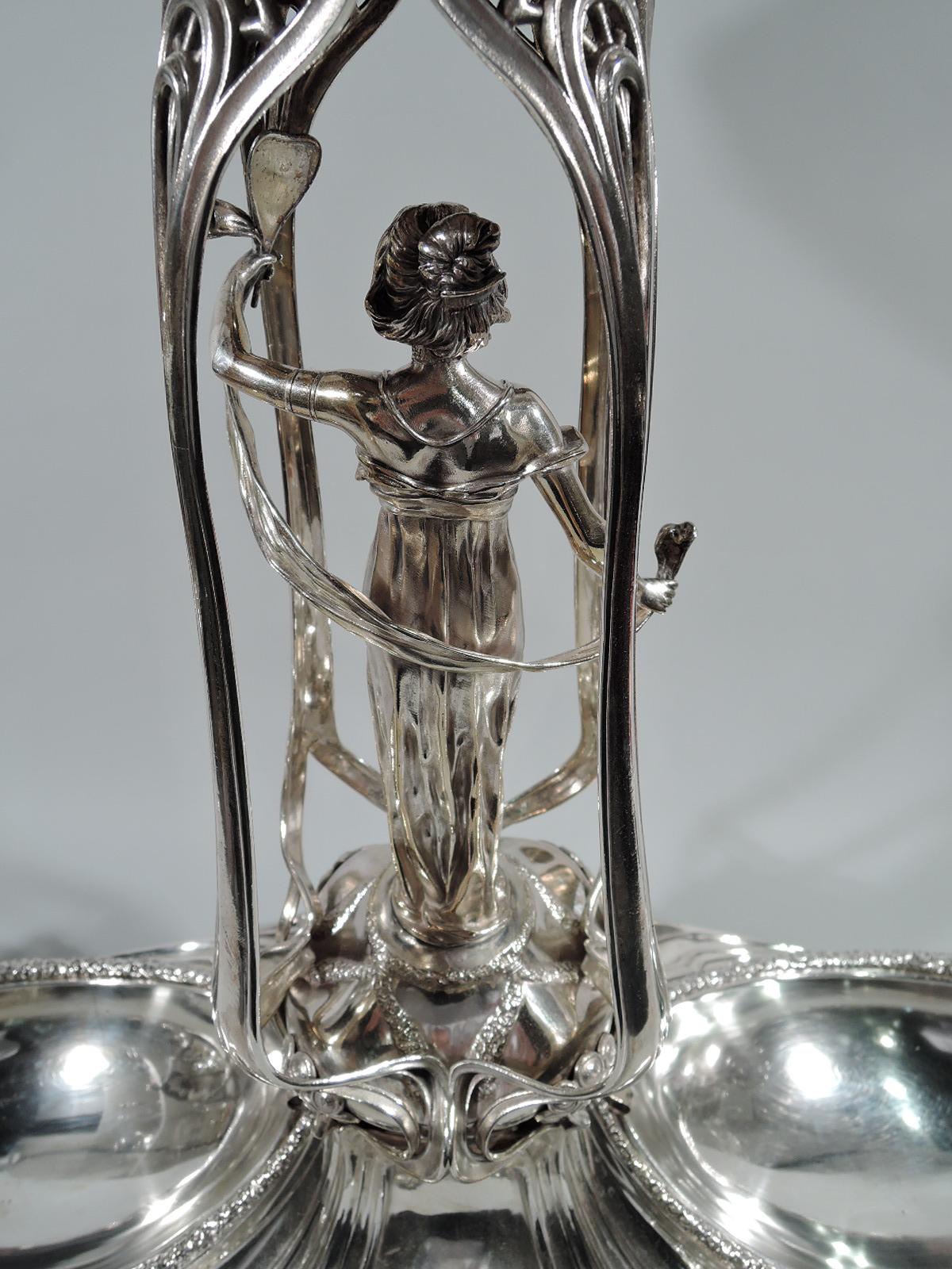 German Art Nouveau Silver Centerpiece with Alluring Jungfrau 3