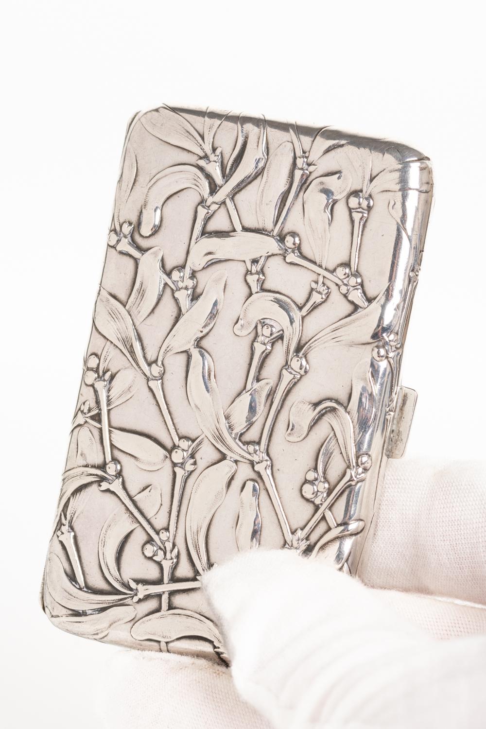 German Art Nouveau Silver Mistletoe Cigarette Case 5