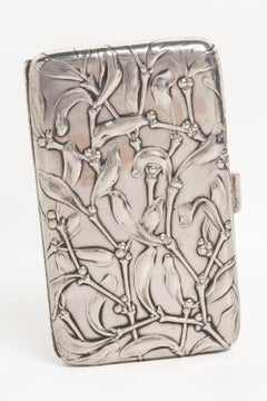 German Art Nouveau Silver Mistletoe Cigarette Case