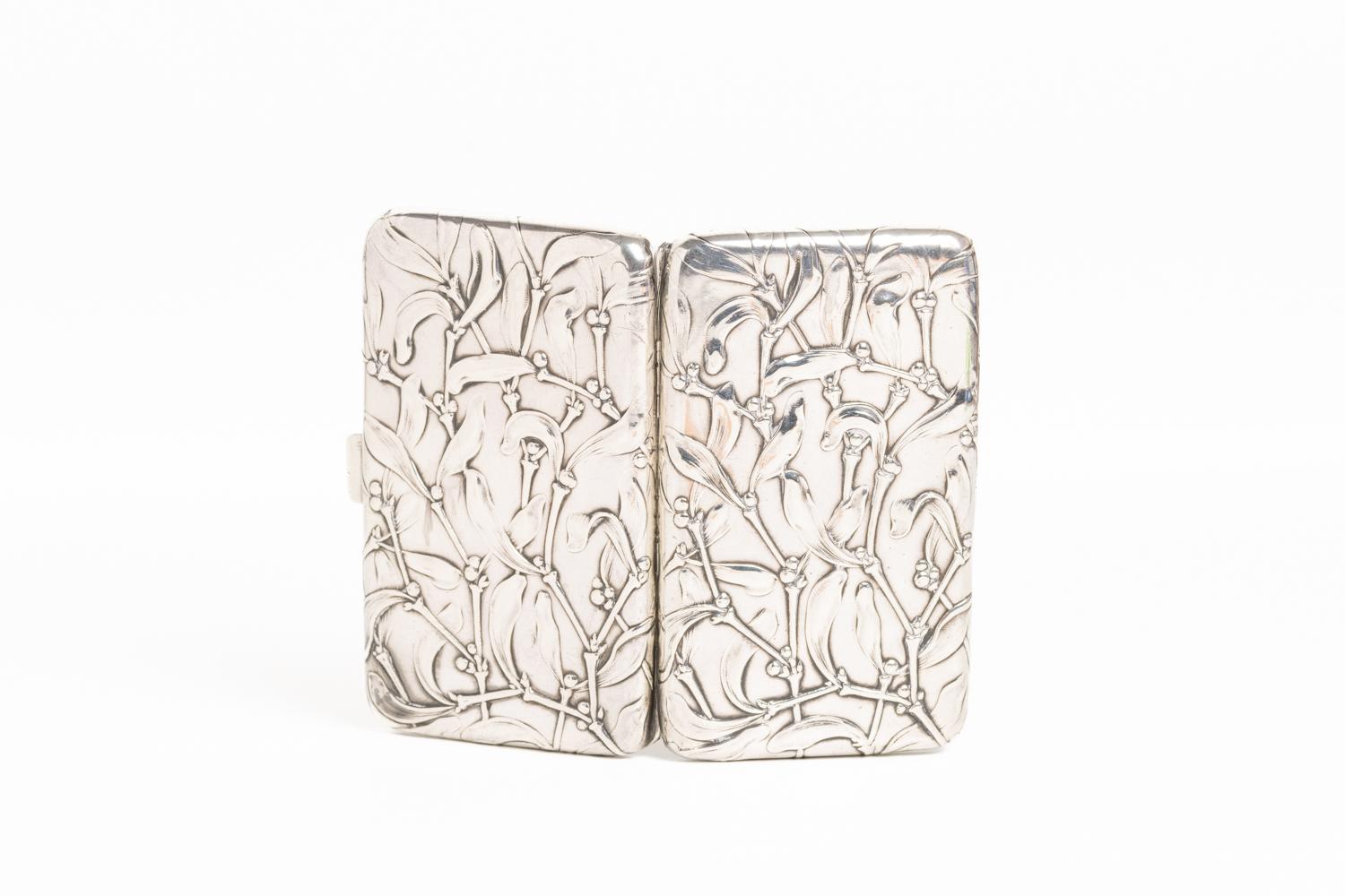 German Art Nouveau Silver Mistletoe Cigarette Case 2