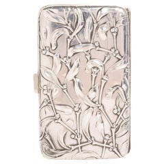 German Art Nouveau Silver Mistletoe Cigarette Case