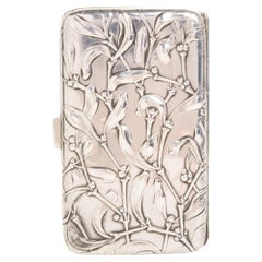 Antique German Art Nouveau Silver Mistletoe Cigarette Case