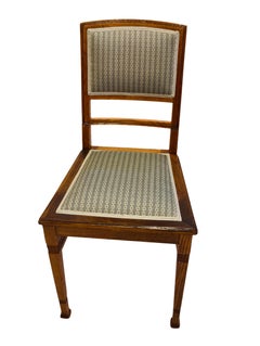 German Art Nouveau Solid Oak Chair with New Upholstery, circa 1900
