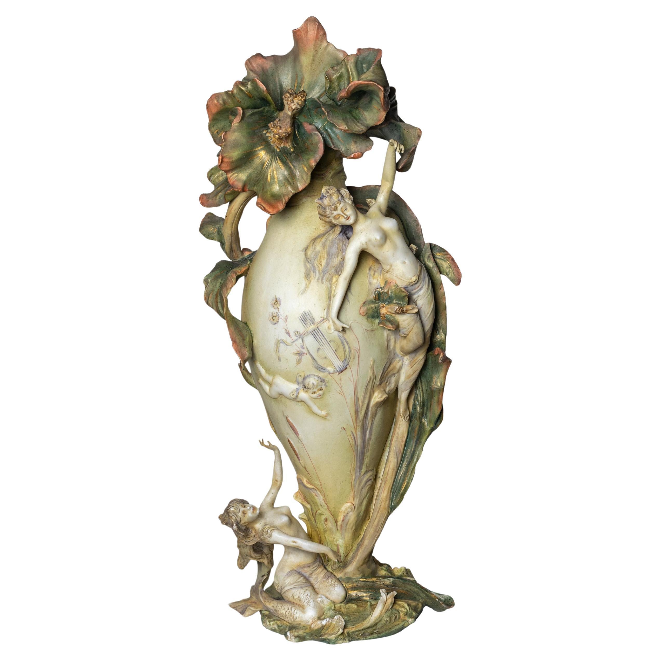 German Art Nouveau Vase By Karl Ens Volkstedt, (Late 19th Century)