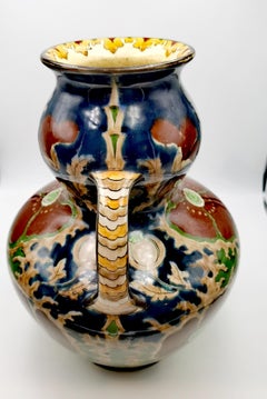 German Art Noveau Pottery Vase by Franz Anton Mehlem