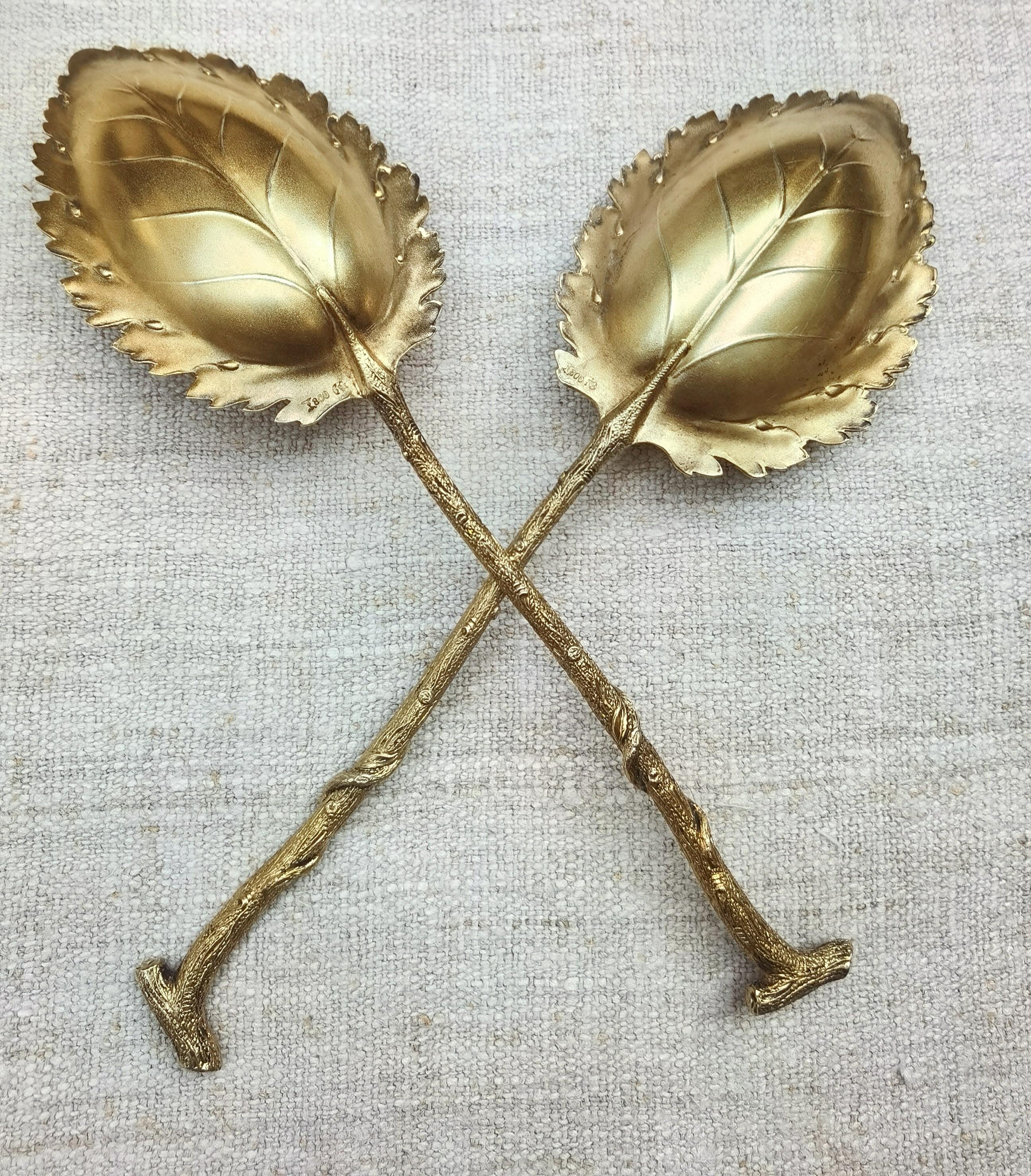 Arts and Crafts German Art Nouveau Silver Gilded Salad Cutlery For Sale