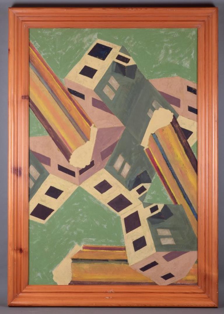 Artista contemporáneo alemán.
Óleo sobre lienzo.
Gran composición de estructuras arquitectónicas de estilo futurista.
Firmado al dorso y fechado en 1997.
Gran marco de madera con pequeños desconchones.
Perfecto estado.
Dimensiones: 118 cm x 78