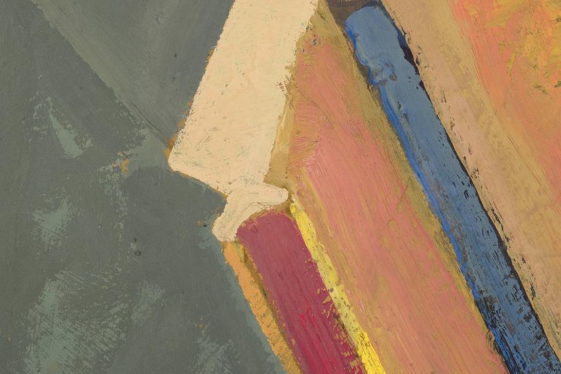 German artist. Óleo sobre lienzo. Composición de estructuras arquitectónicas. finales del siglo XX en venta