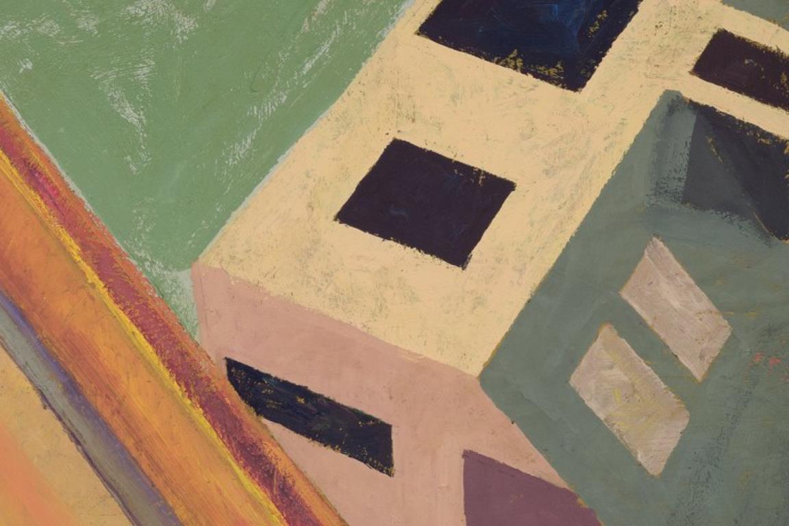 German artist. Óleo sobre lienzo. Composición de estructuras arquitectónicas. Lienzo en venta
