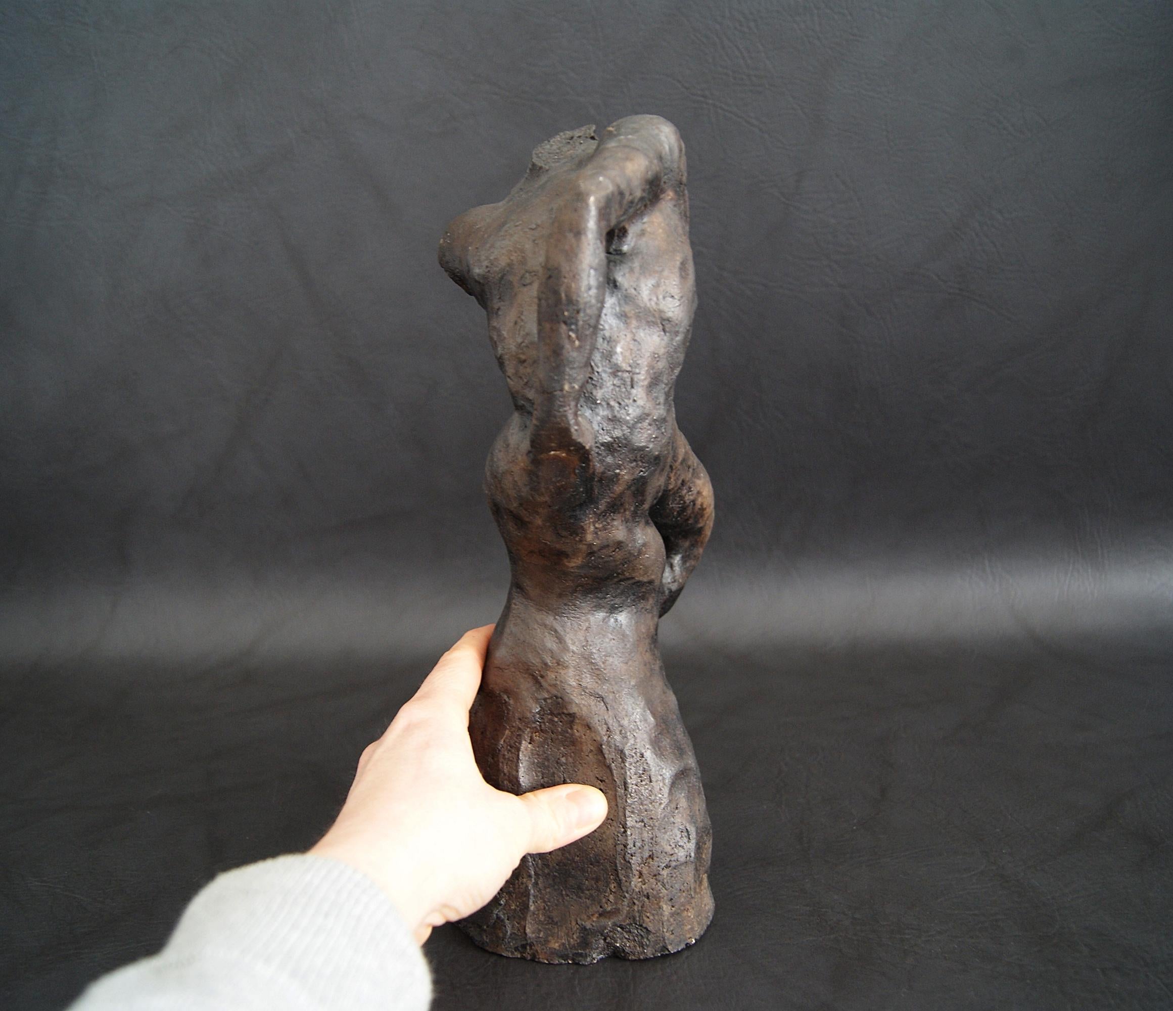 Contemporary German Artist Plaster Sculpture with Bronze Patina, Abstract Figure