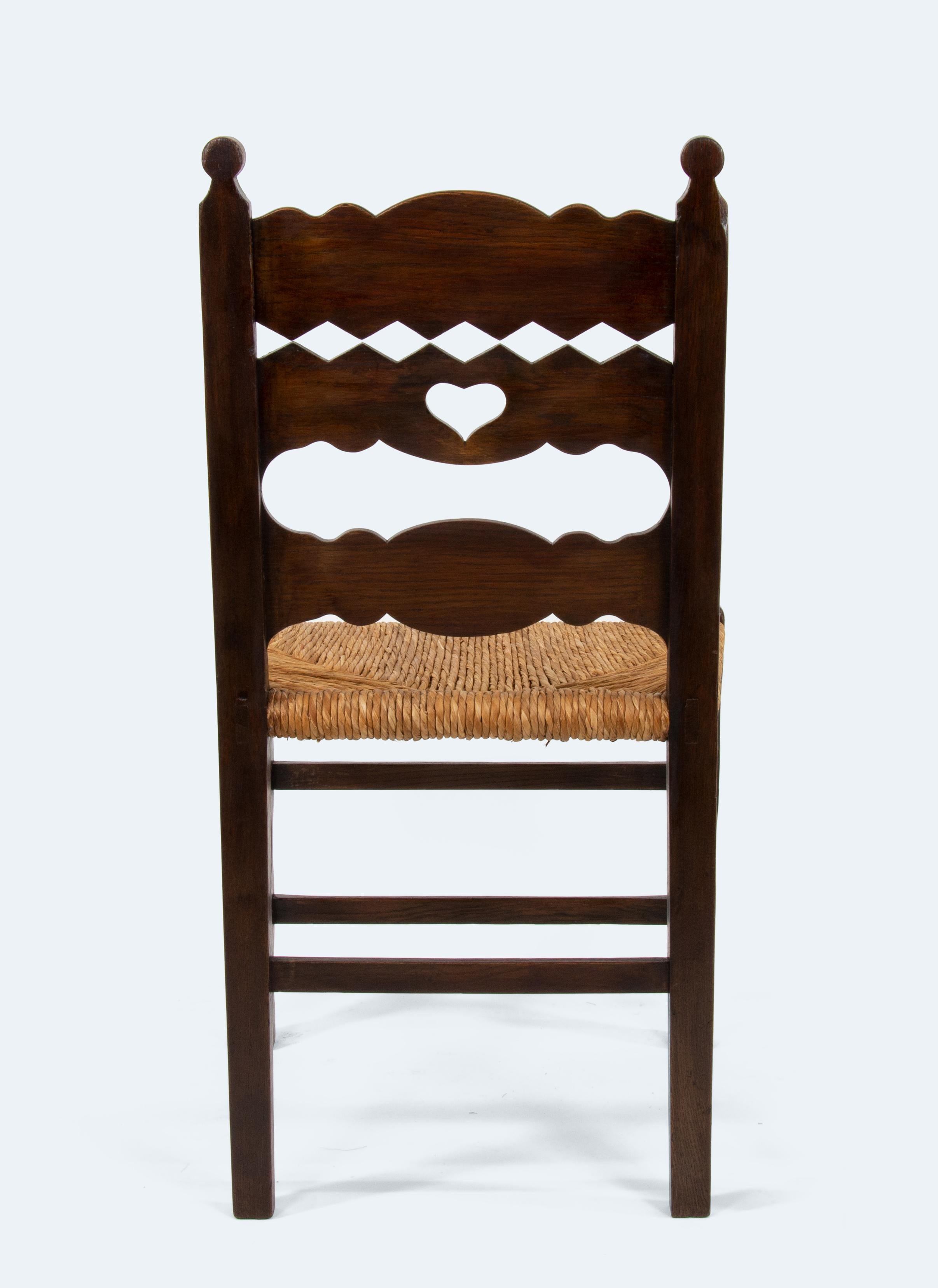 Intagliato German Arts and Crafts Chair Model No. 21 by Frido Witte, around 1908 in vendita