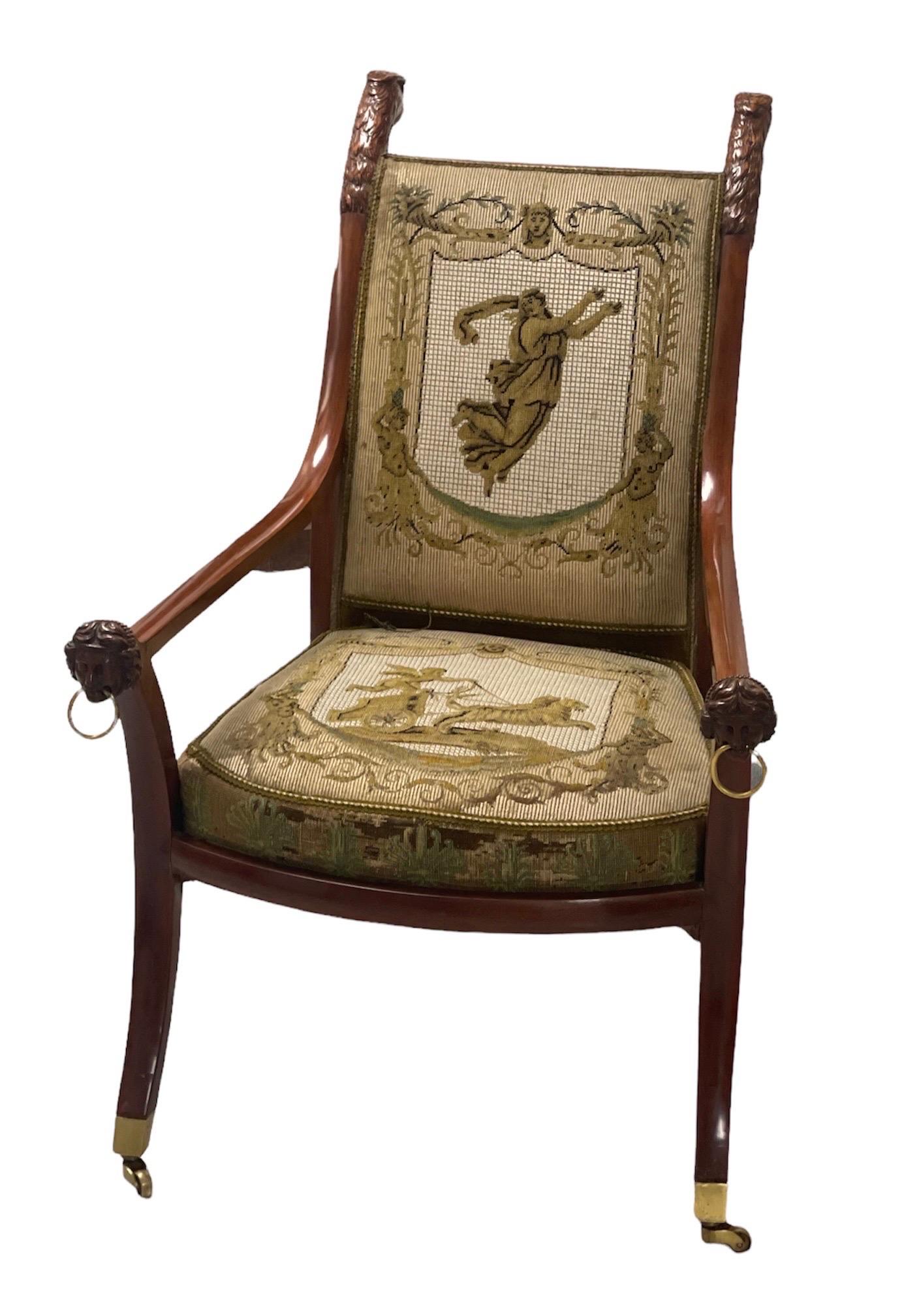 German Austrian neoclassical eagle form armchair, circa 1860.