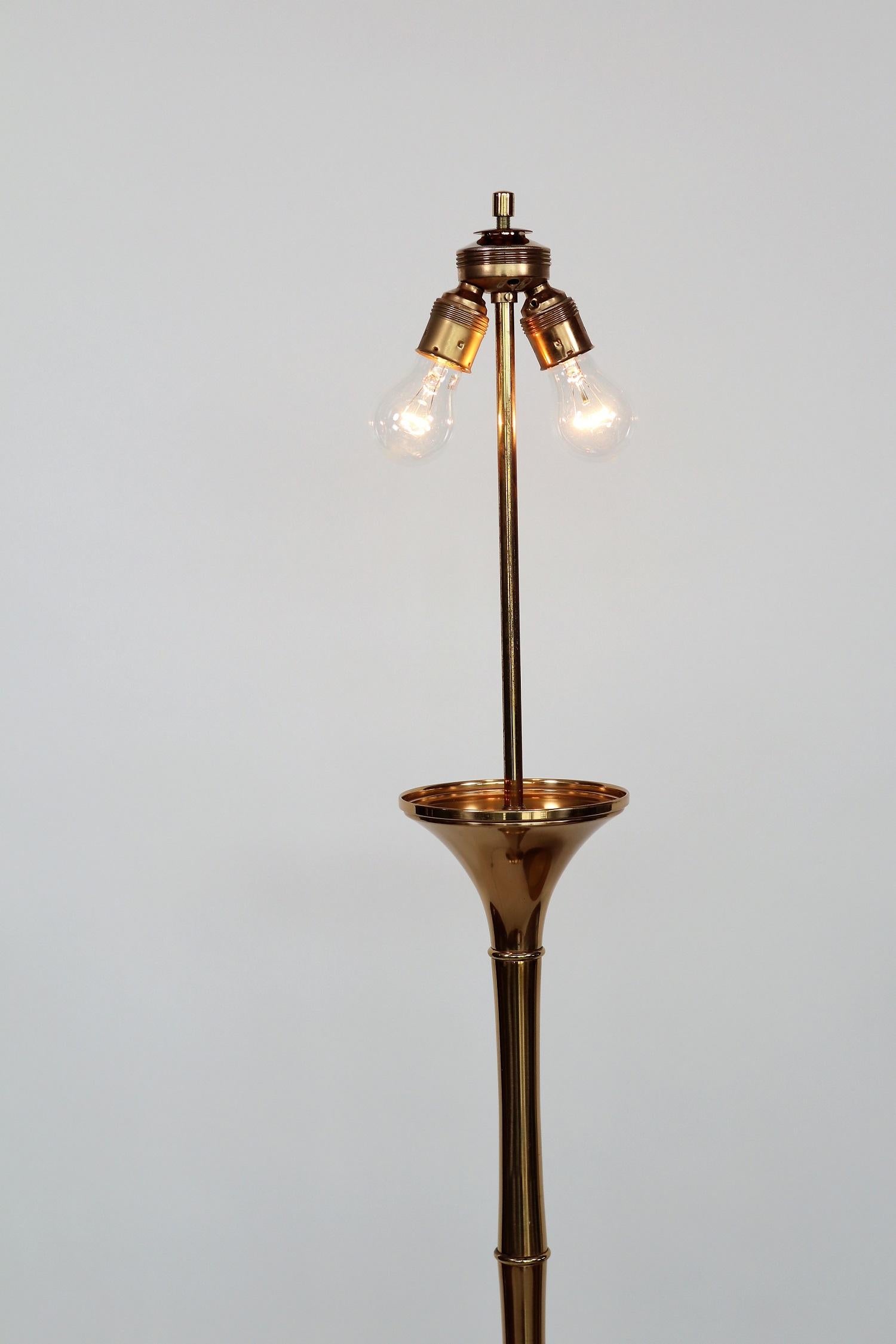 German Bamboo Floor Lamp in Brass by Ingo Maurer, 1960s 4