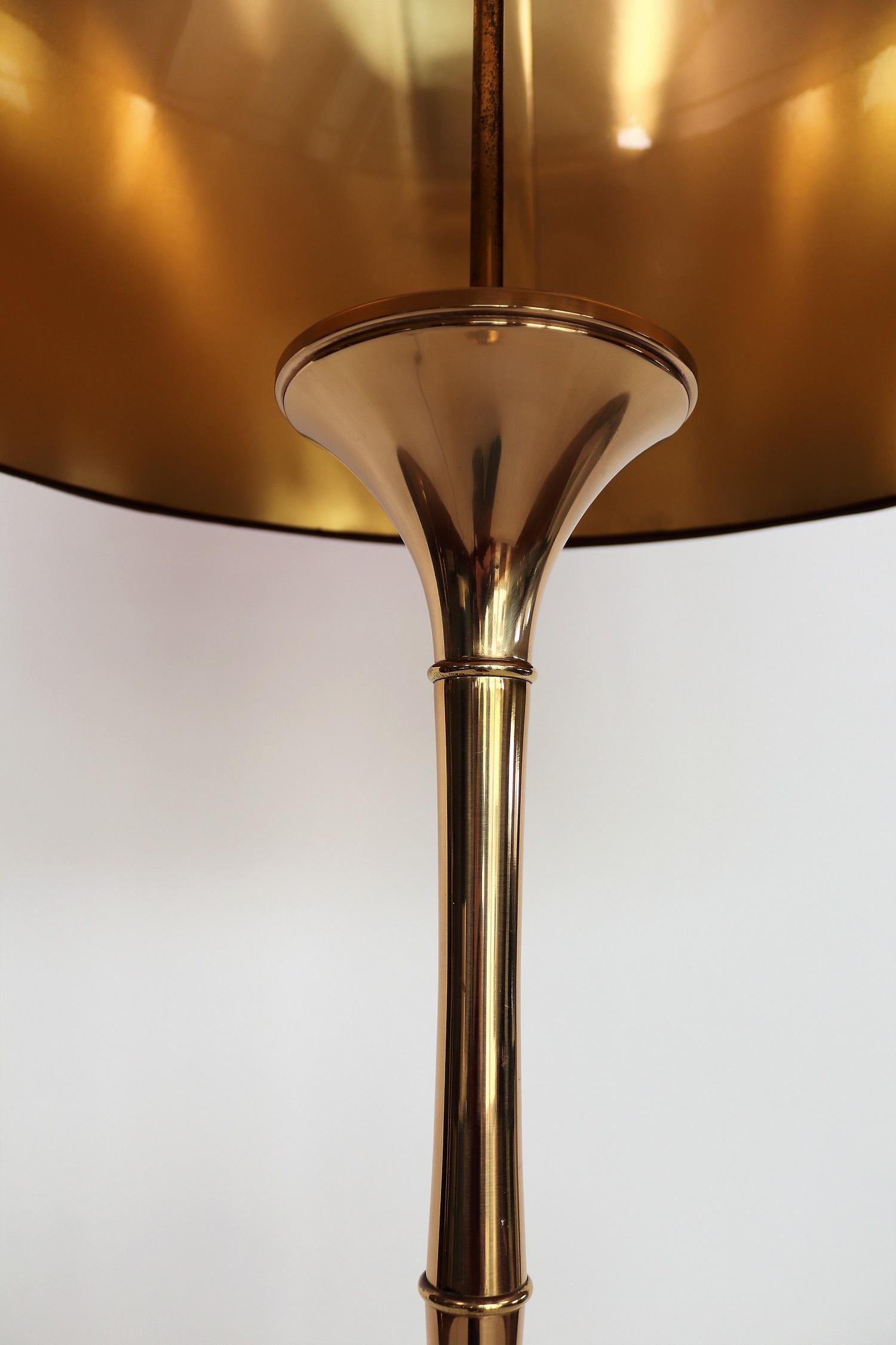 German Bamboo Floor Lamp in Brass by Ingo Maurer, 1960s 8