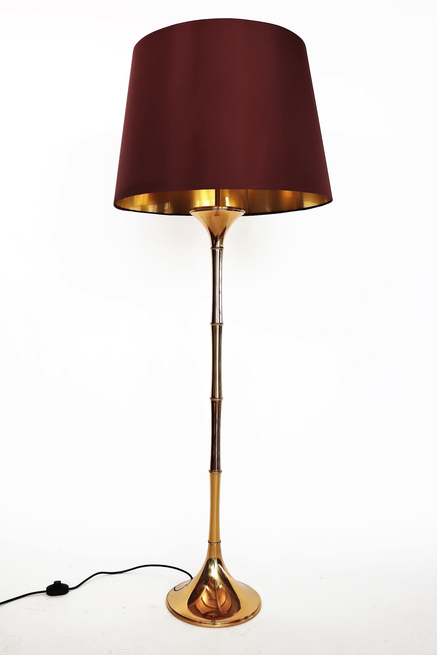 German Bamboo Floor Lamp in Brass by Ingo Maurer, 1960s 9