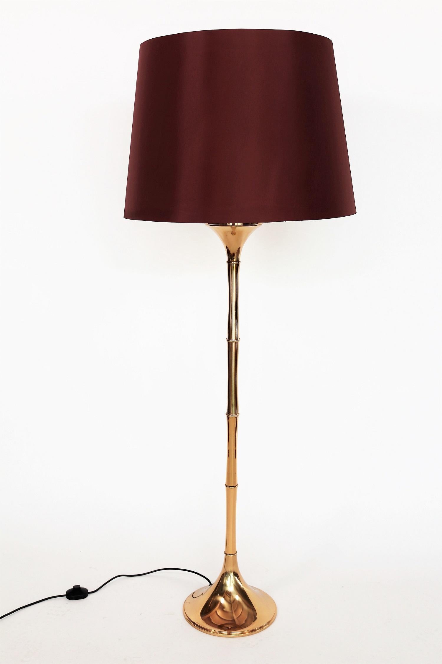 Mid-Century Modern German Bamboo Floor Lamp in Brass by Ingo Maurer, 1960s