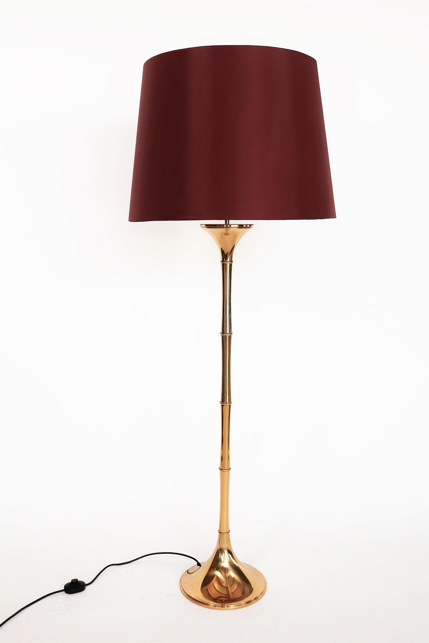 German Bamboo Floor Lamp in Brass by Ingo Maurer, 1960s In Good Condition In Morazzone, Varese