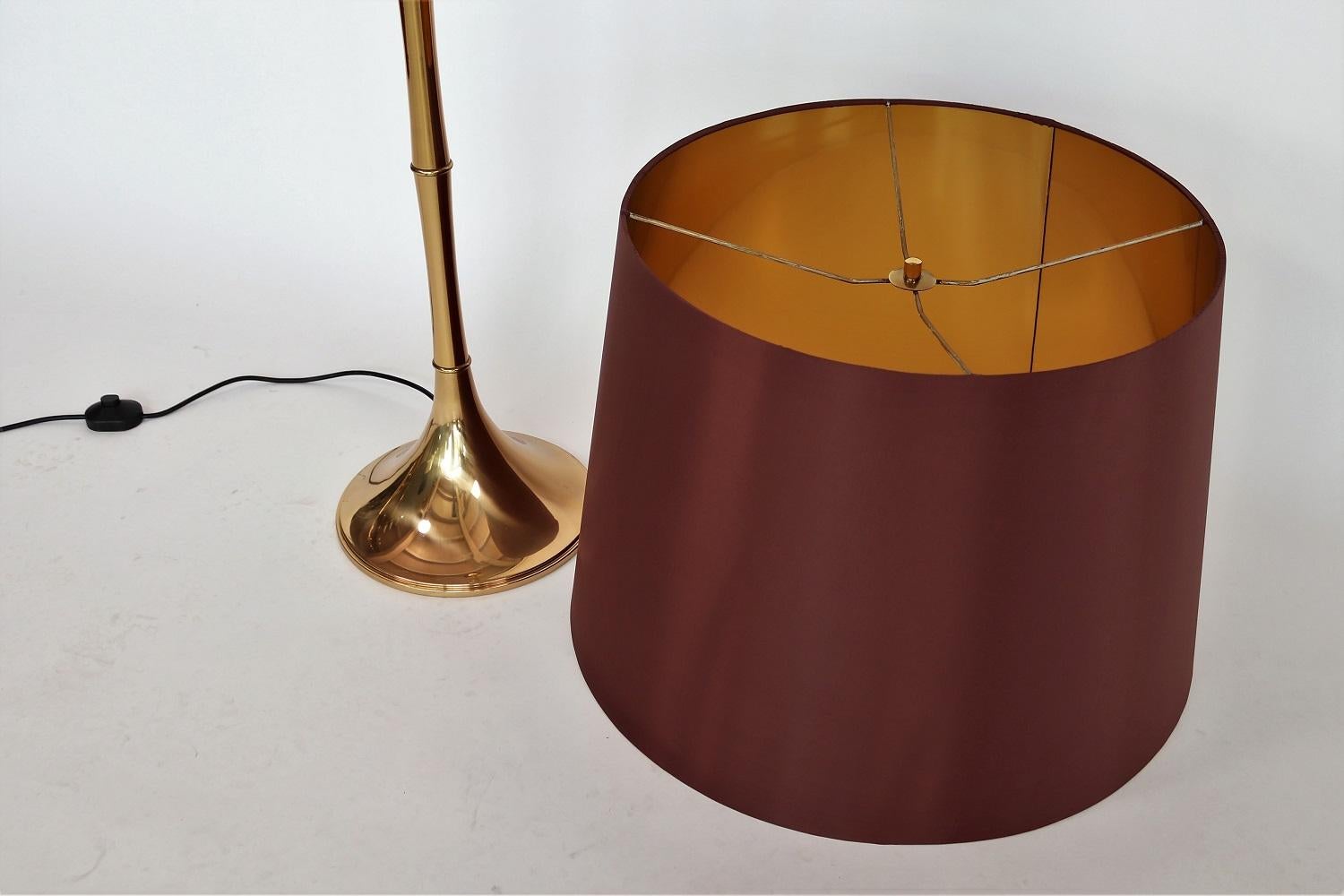 German Bamboo Floor Lamp in Brass by Ingo Maurer, 1960s 2