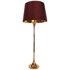 German Bamboo Floor Lamp in Brass by Ingo Maurer, 1960s