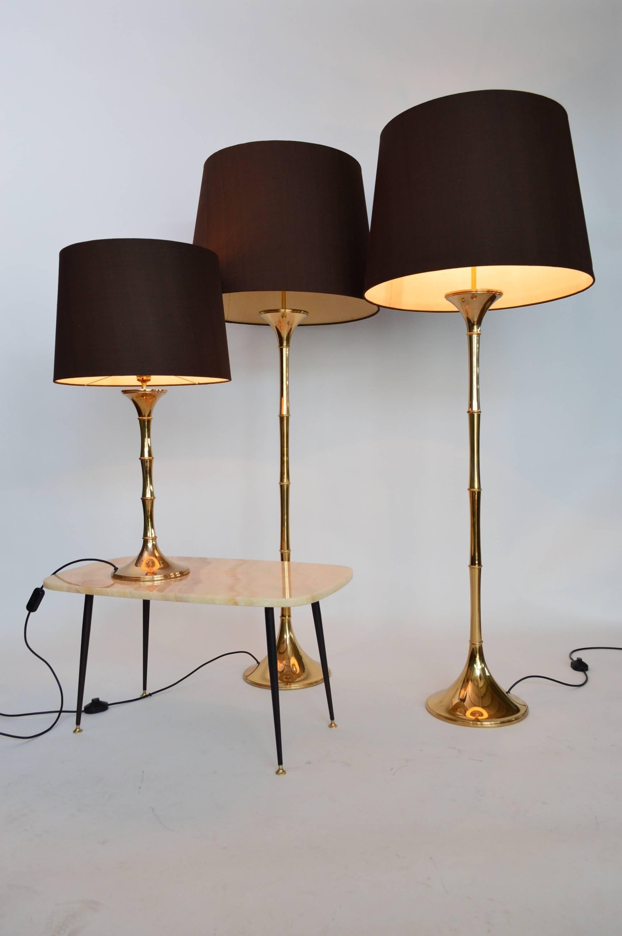 German Bamboo Floor Lamps in Brass by Ingo Maurer, 1960s 5