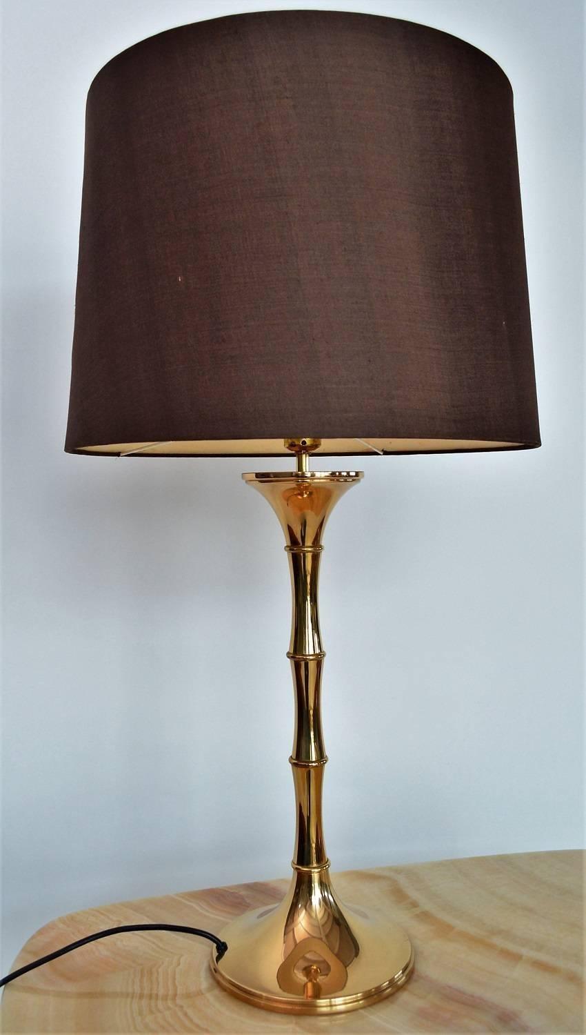 German Bamboo Table Lamp in Brass by Ingo Maurer, 1960s In Excellent Condition In Morazzone, Varese