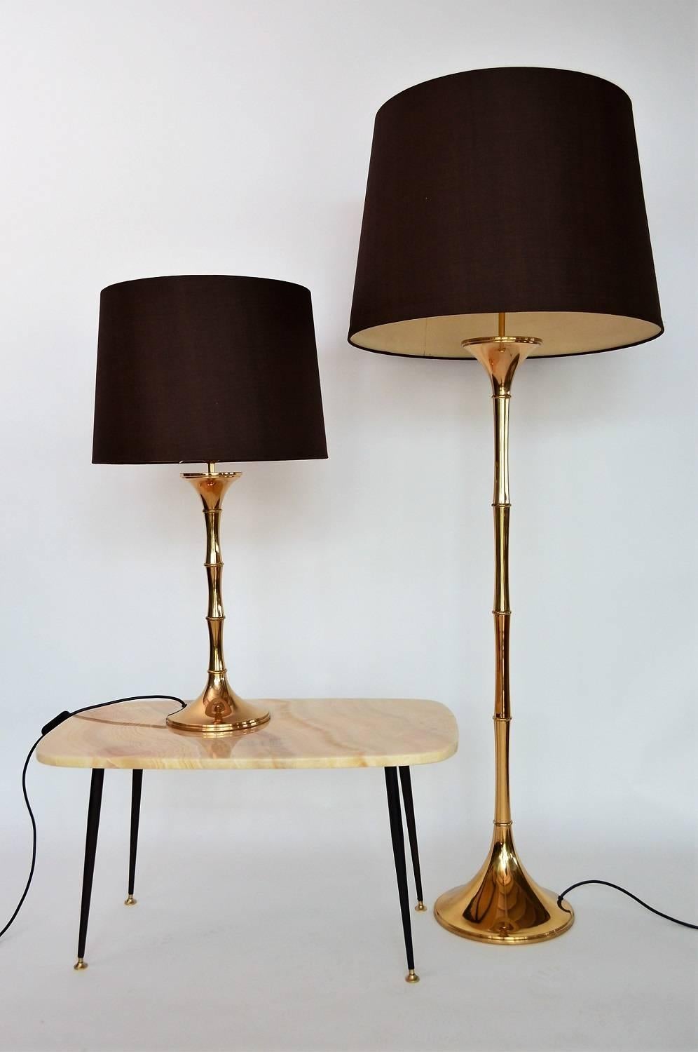 German Bamboo Table Lamp in Brass by Ingo Maurer, 1960s 4