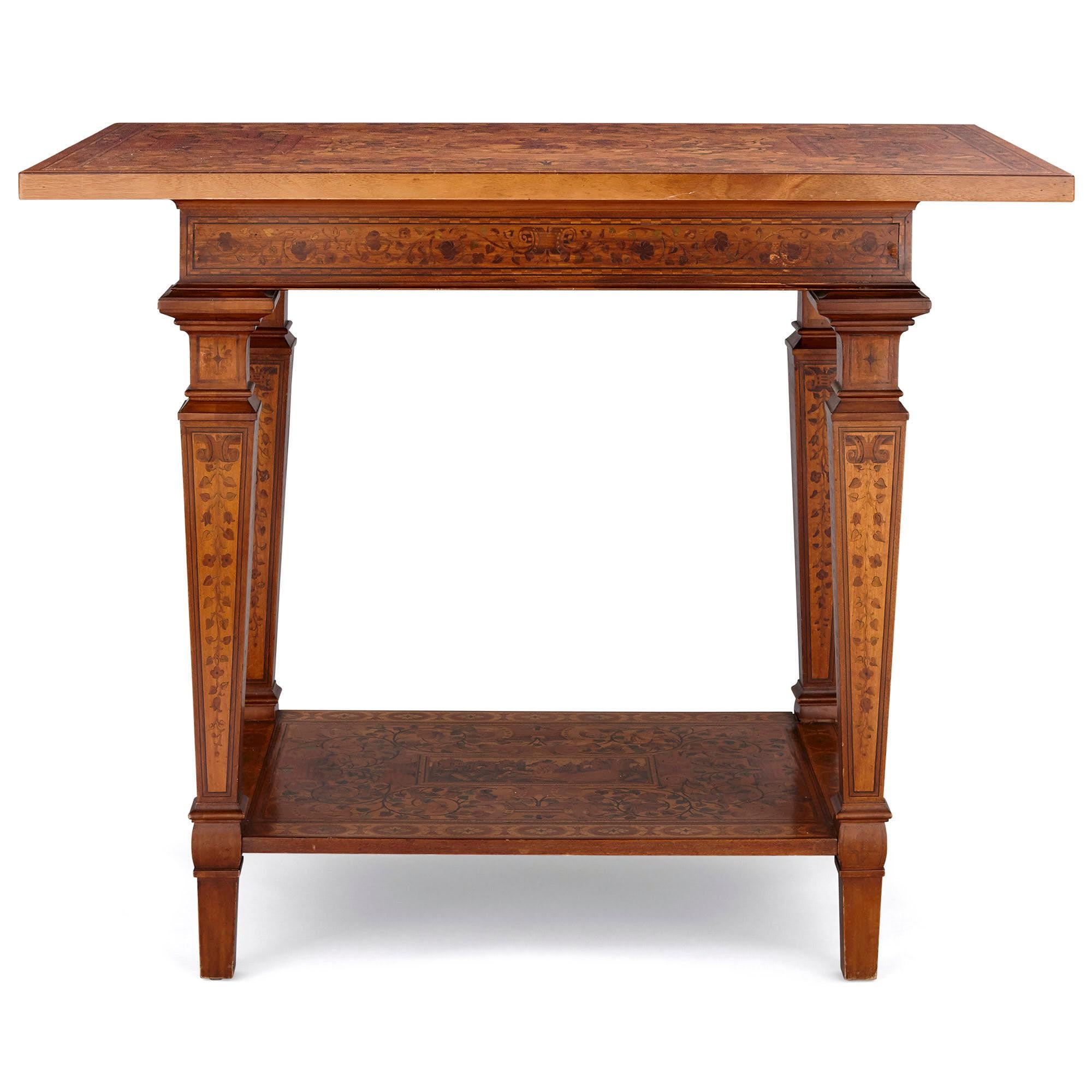 Maple German Baroque Centre Table with Marquetry Inlays For Sale