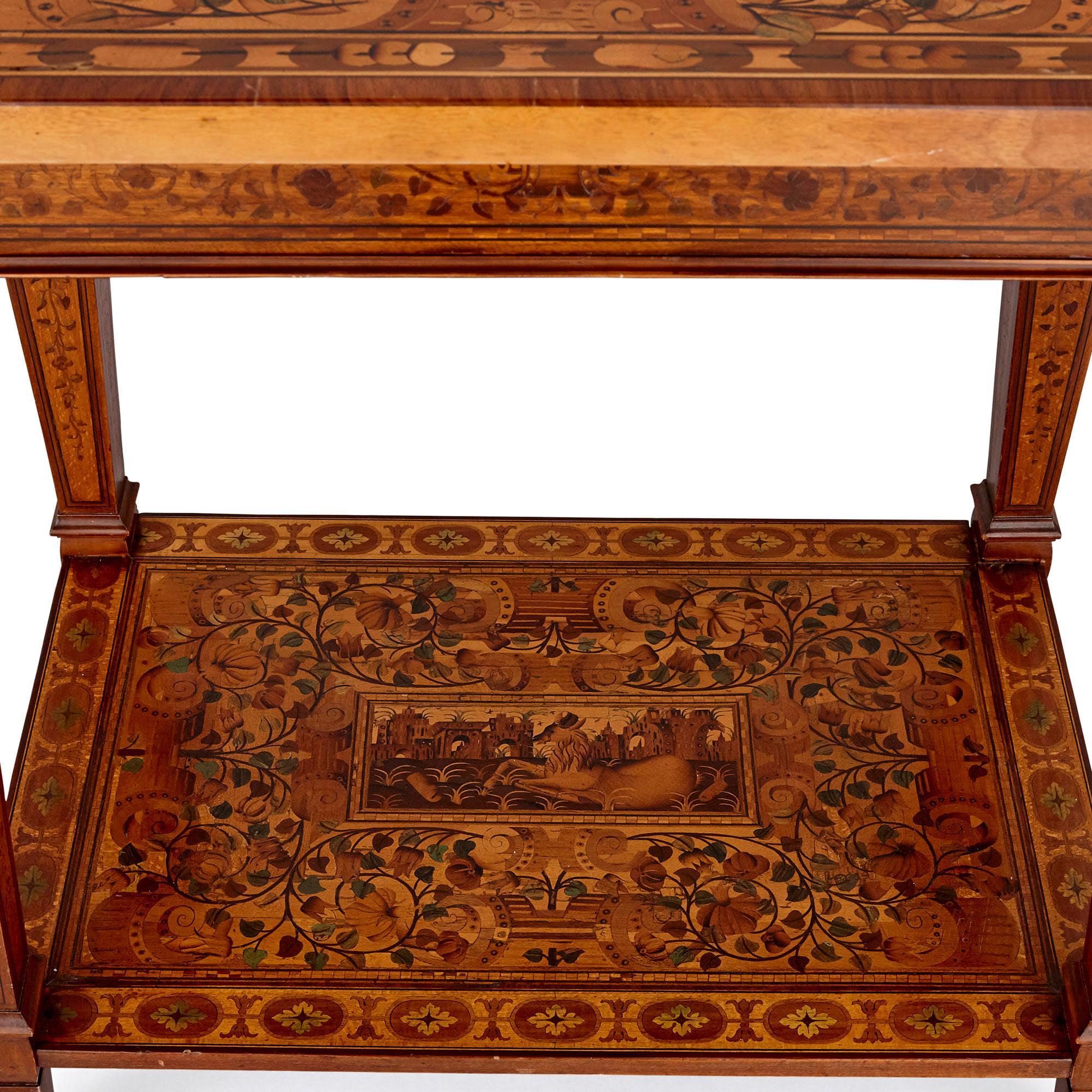 German Baroque Centre Table with Marquetry Inlays For Sale 2