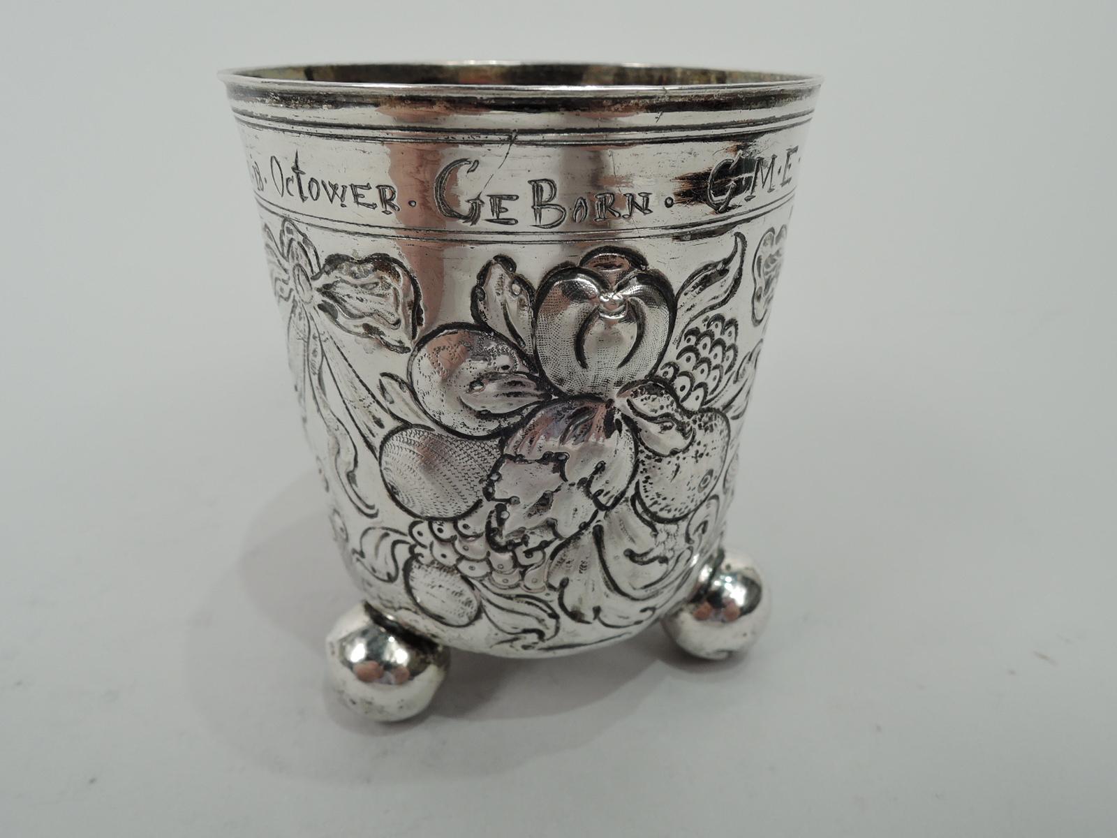 German Baroque Classical Silver Wine Beaker In Good Condition In New York, NY