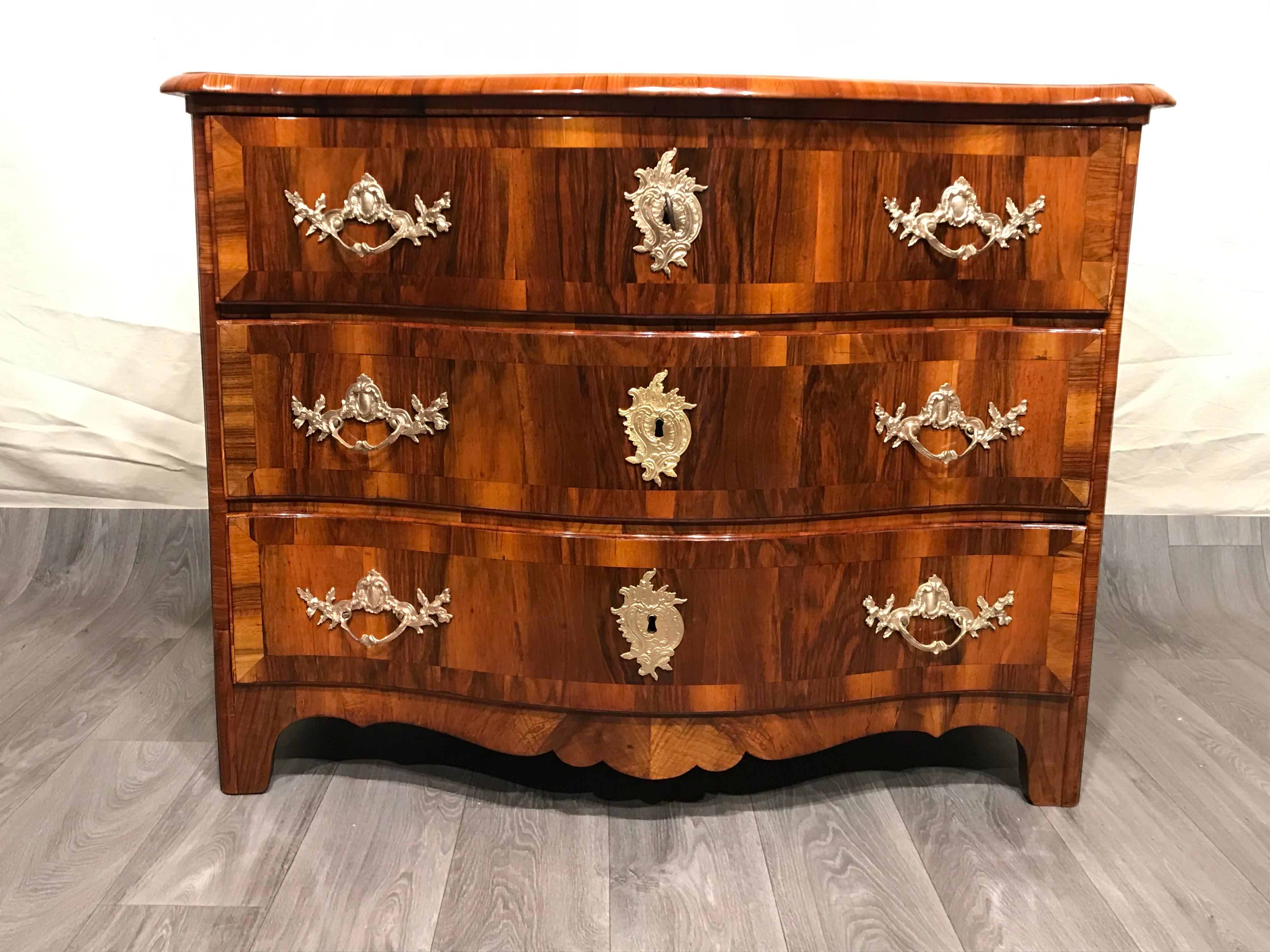 Veneer German Baroque Dresser, Dresden, 18th Century For Sale