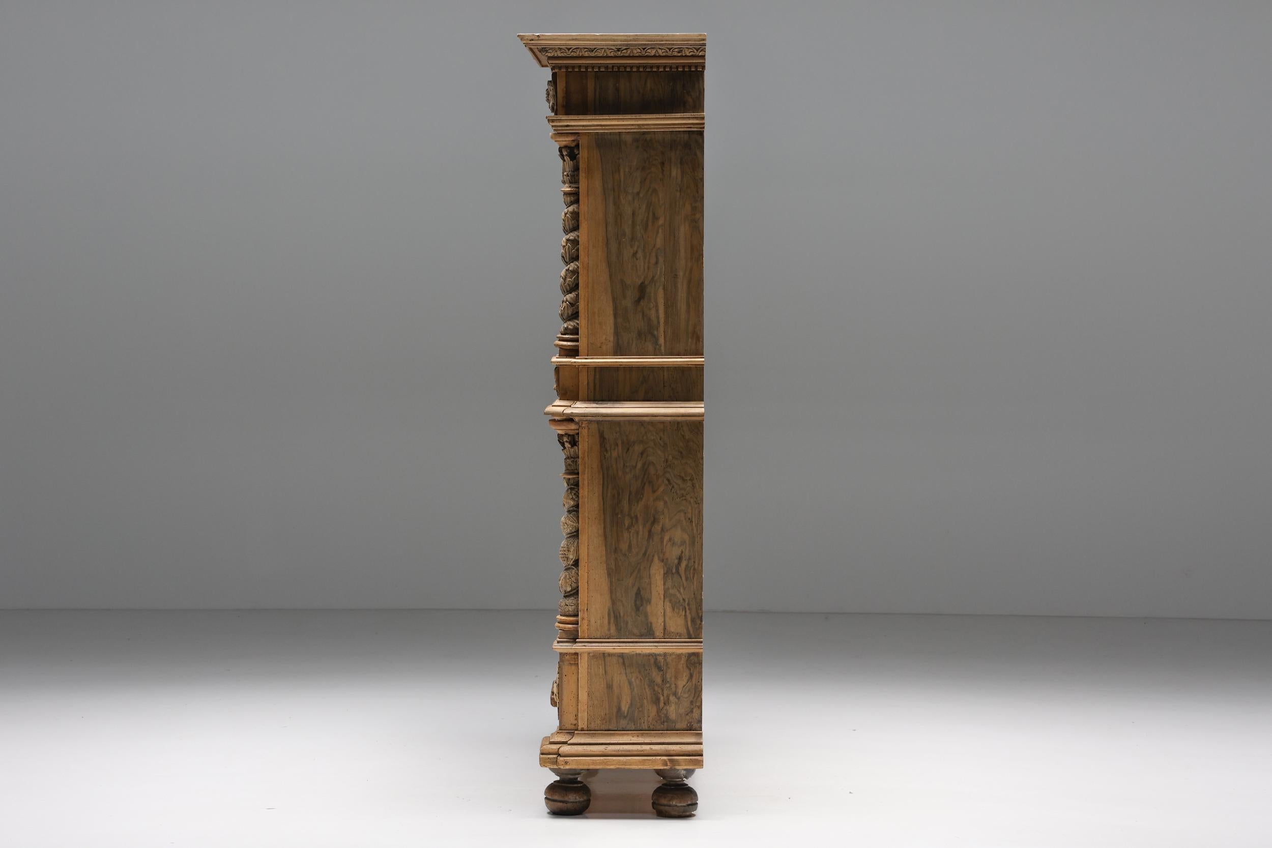 German Baroque Leached Walnut Three-Door Cabinet, 17/18th Century For Sale 2
