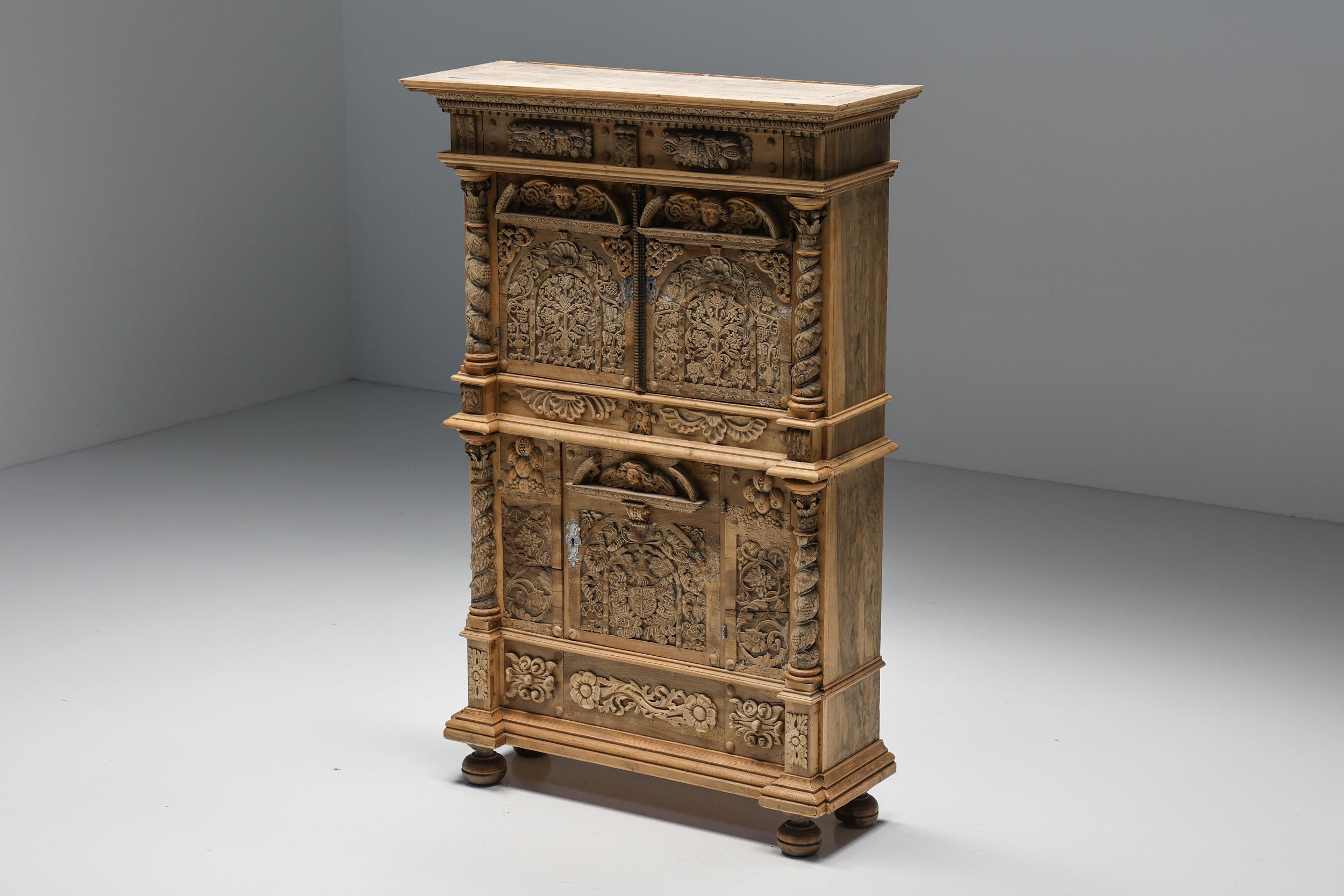 German Baroque Leached Walnut Three-Door Cabinet, 17/18th Century For Sale 3