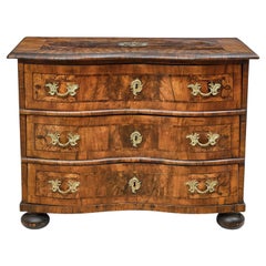 German Baroque Marquetry Serpentine Front Commode
