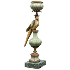 German Baroque Style Gilt Porcelain Bird Candlestick