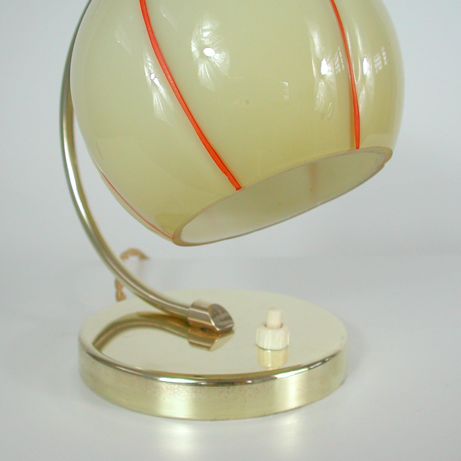 German Bauhaus Art Deco Brass and Opaline Table Lamp, 1930s 9